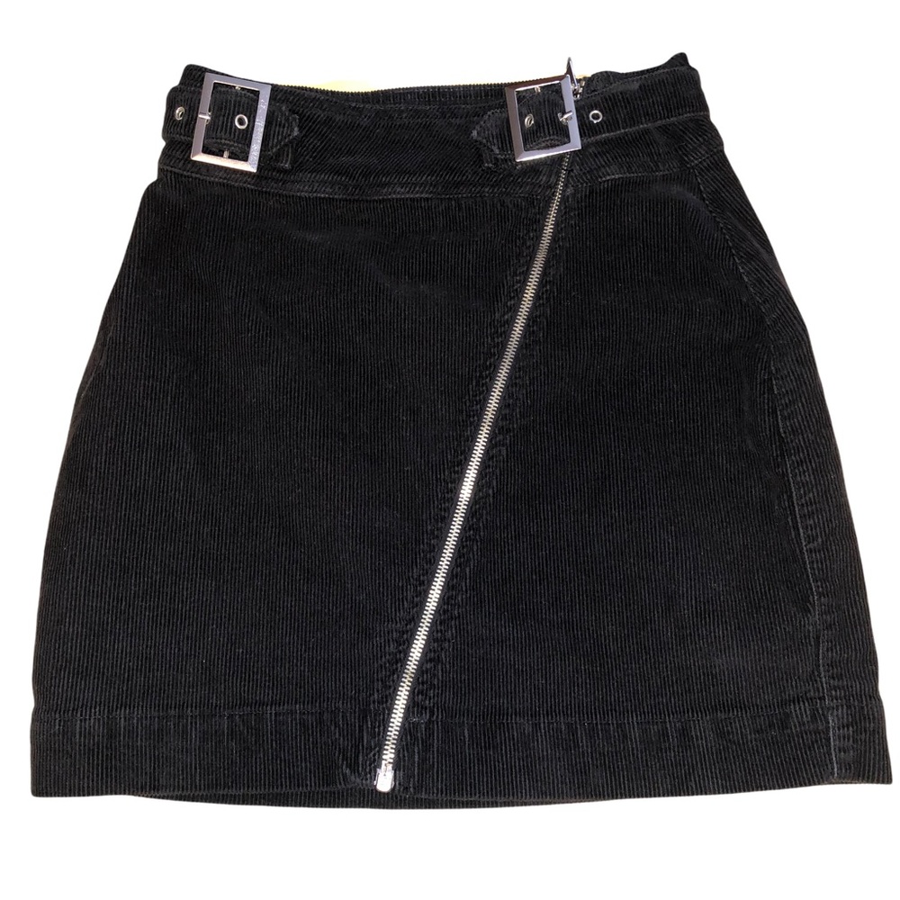 UO Harmony Black Corduroy Zip- Front Skirt Size Small